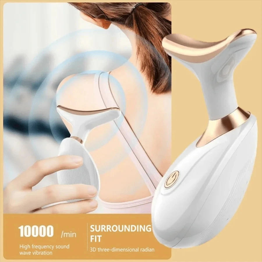 Electric skin tightening care massage device, suitable for treating wrinkles, double chin and skin firmness.