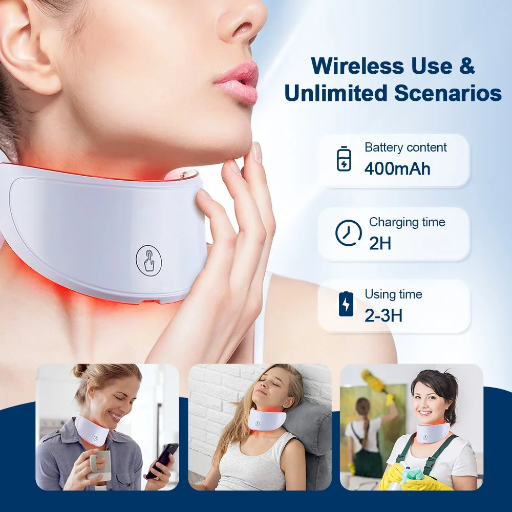 Neck LED Red Light Therapy Lift Mask Photon Anti-Wrinkle Skin Tightening Neck Beauty Device Skin Brighten Rejuvenation Wrinkle Remover