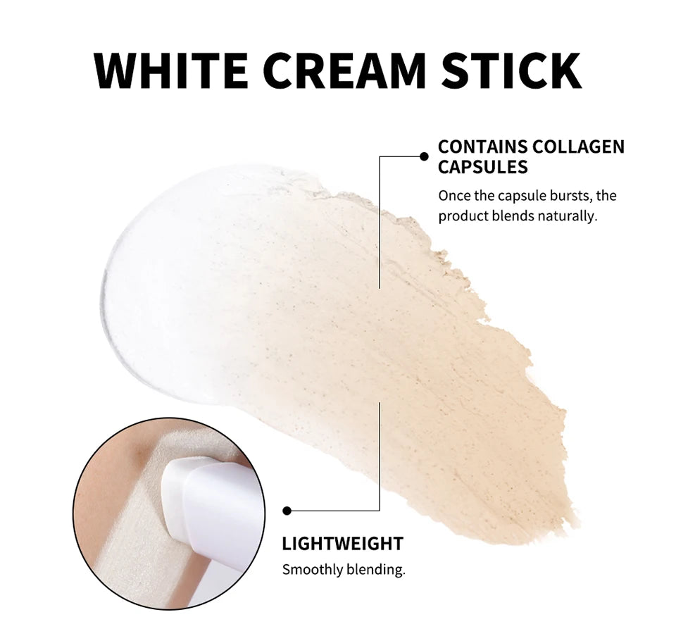 Color Changing Foundation Stick Korean Cover Cream Stick High Coverage Waterproof Dual-Ended with Brush  Base Makeup