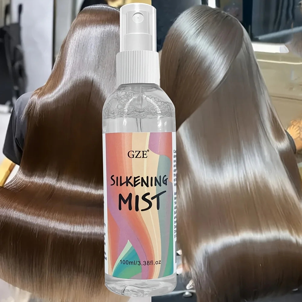 GZE HAIR SILKENING SPRAY Silk Therapy Thermal Shield,Thermal-Pressing Product that Polishes, Silkens, and Smooths Curly Texture