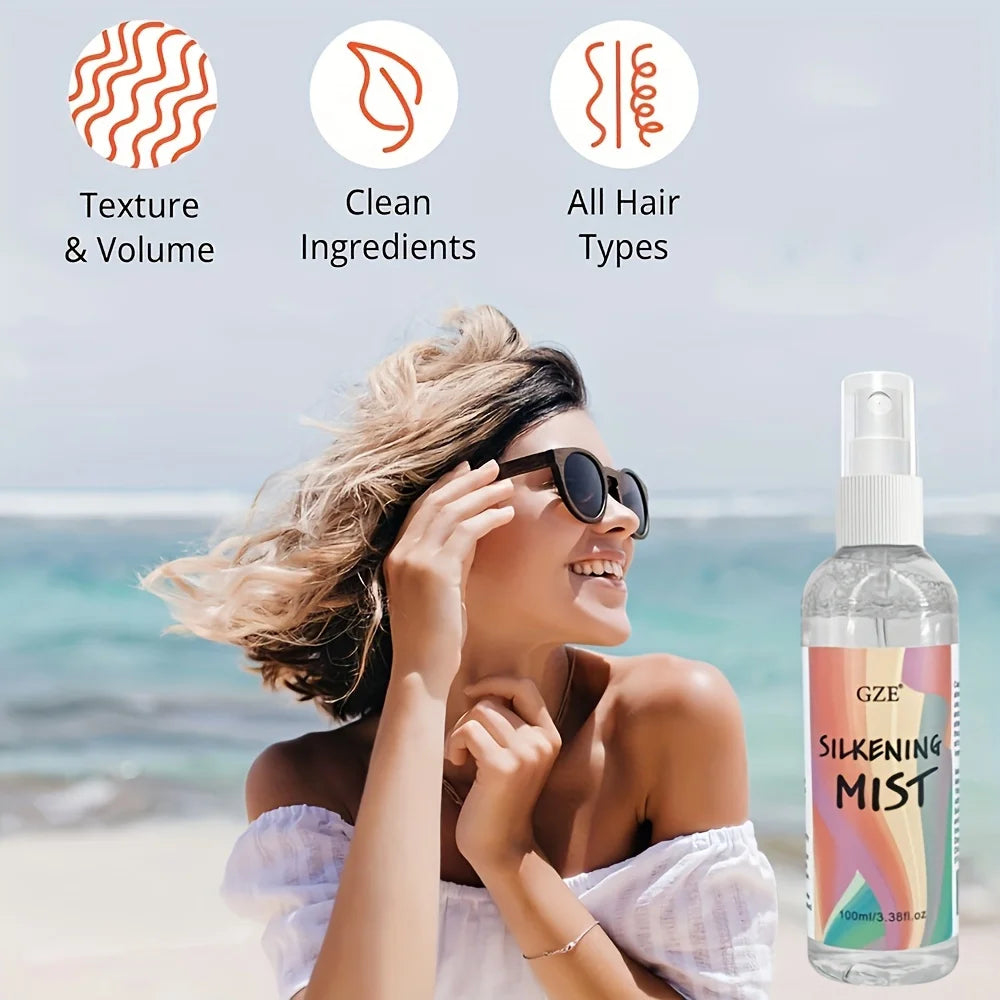 GZE HAIR SILKENING SPRAY Silk Therapy Thermal Shield,Thermal-Pressing Product that Polishes, Silkens, and Smooths Curly Texture