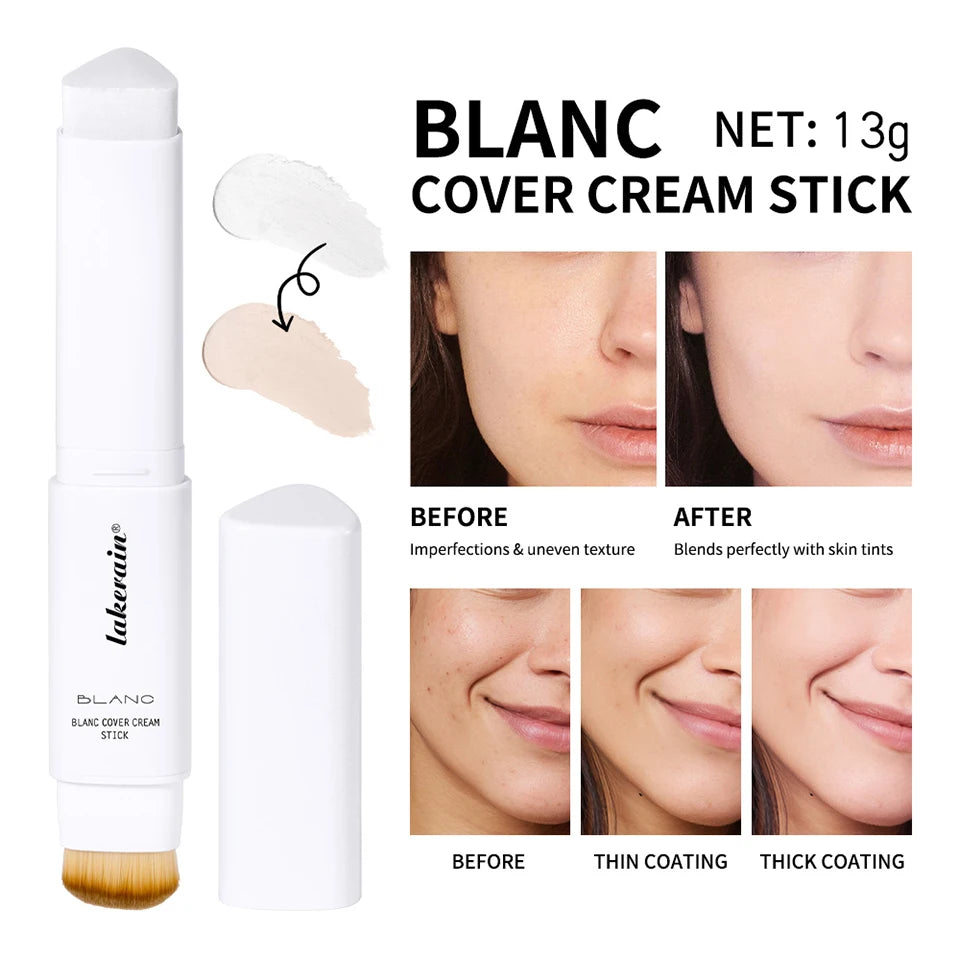 Color Changing Foundation Stick Korean Cover Cream Stick High Coverage Waterproof Dual-Ended with Brush  Base Makeup