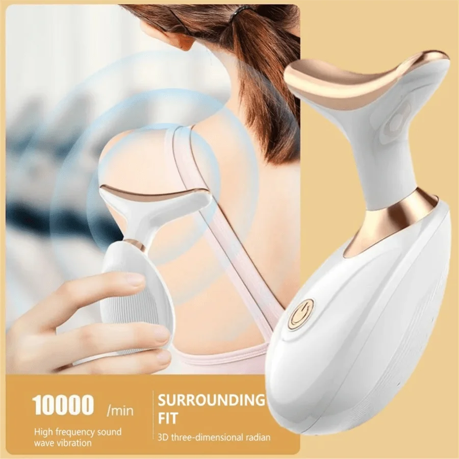 Electric skin tightening care massage device, suitable for treating wrinkles, double chin and skin firmness.