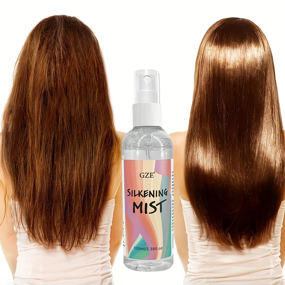 GZE HAIR SILKENING SPRAY Silk Therapy Thermal Shield,Thermal-Pressing Product that Polishes, Silkens, and Smooths Curly Texture