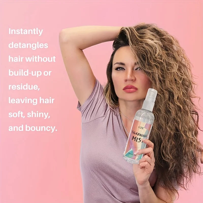 GZE HAIR SILKENING SPRAY Silk Therapy Thermal Shield,Thermal-Pressing Product that Polishes, Silkens, and Smooths Curly Texture