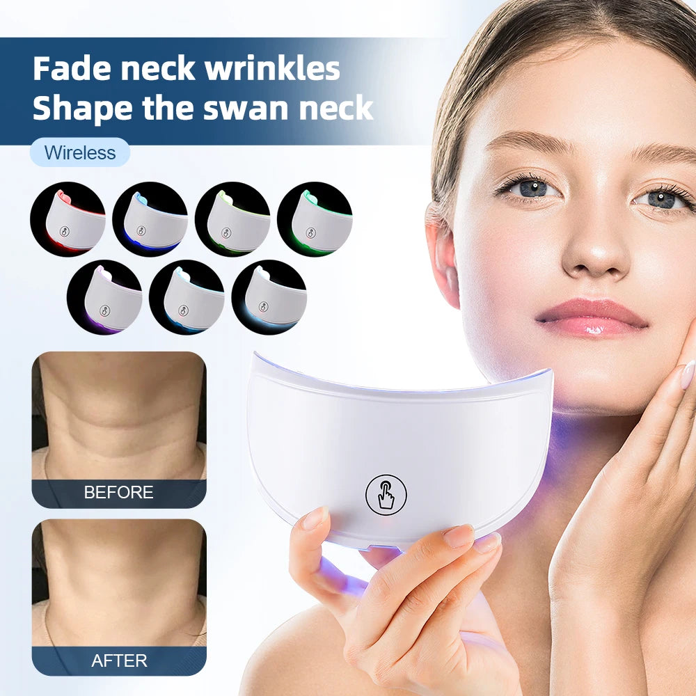 Neck LED Red Light Therapy Lift Mask Photon Anti-Wrinkle Skin Tightening Neck Beauty Device Skin Brighten Rejuvenation Wrinkle Remover