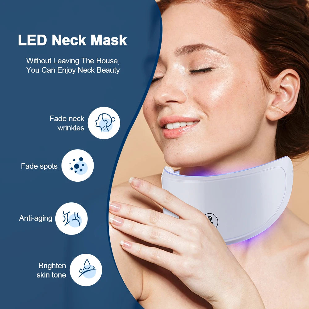 Neck LED Red Light Therapy Lift Mask Photon Anti-Wrinkle Skin Tightening Neck Beauty Device Skin Brighten Rejuvenation Wrinkle Remover