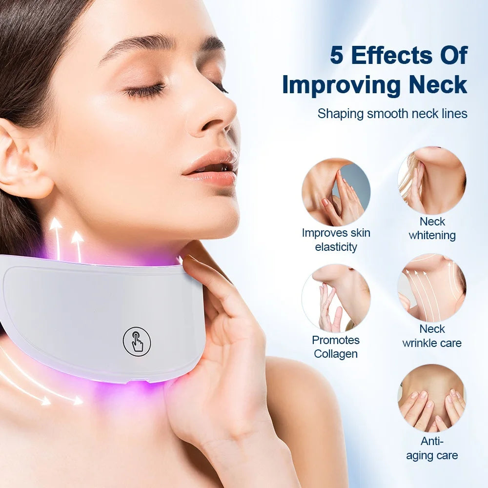 Neck LED Red Light Therapy Lift Mask Photon Anti-Wrinkle Skin Tightening Neck Beauty Device Skin Brighten Rejuvenation Wrinkle Remover