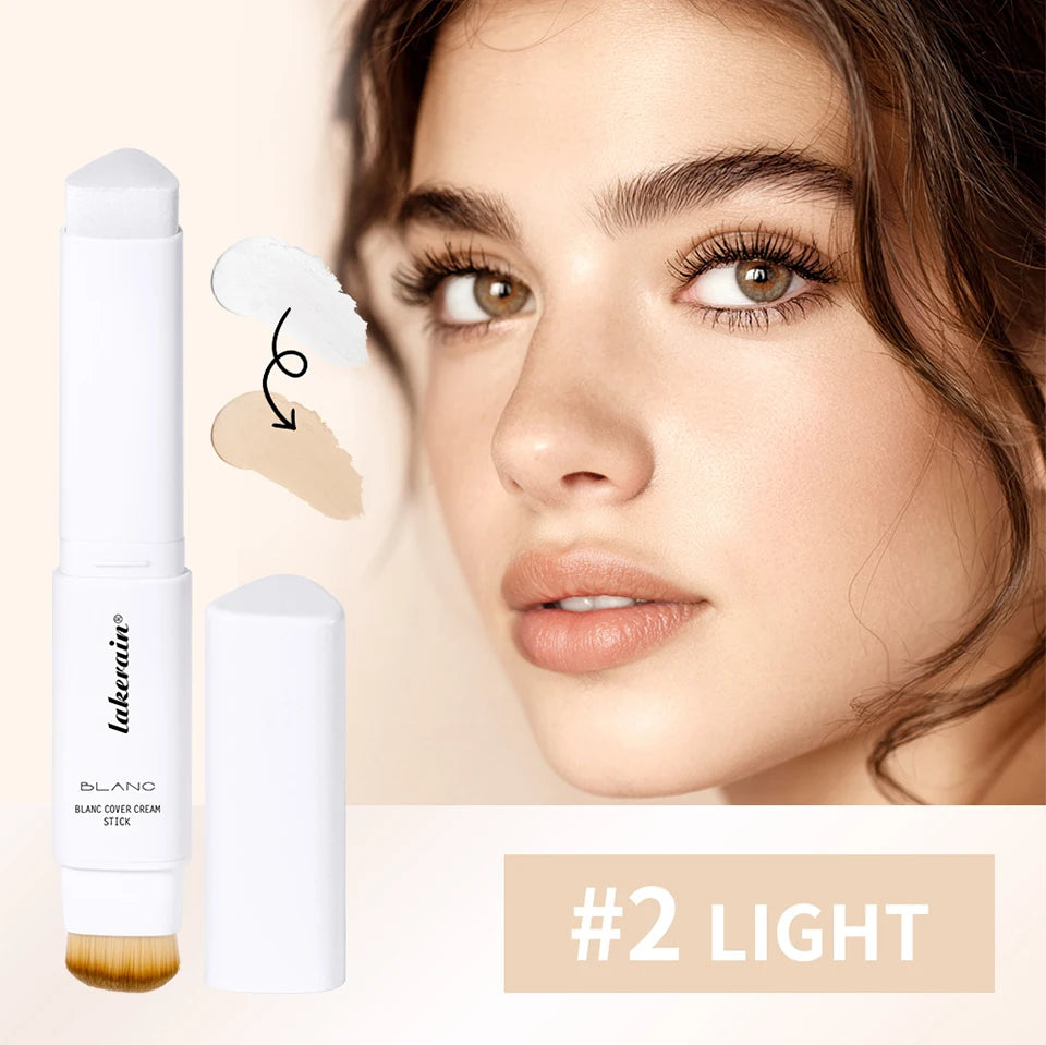 Color Changing Foundation Stick Korean Cover Cream Stick High Coverage Waterproof Dual-Ended with Brush  Base Makeup