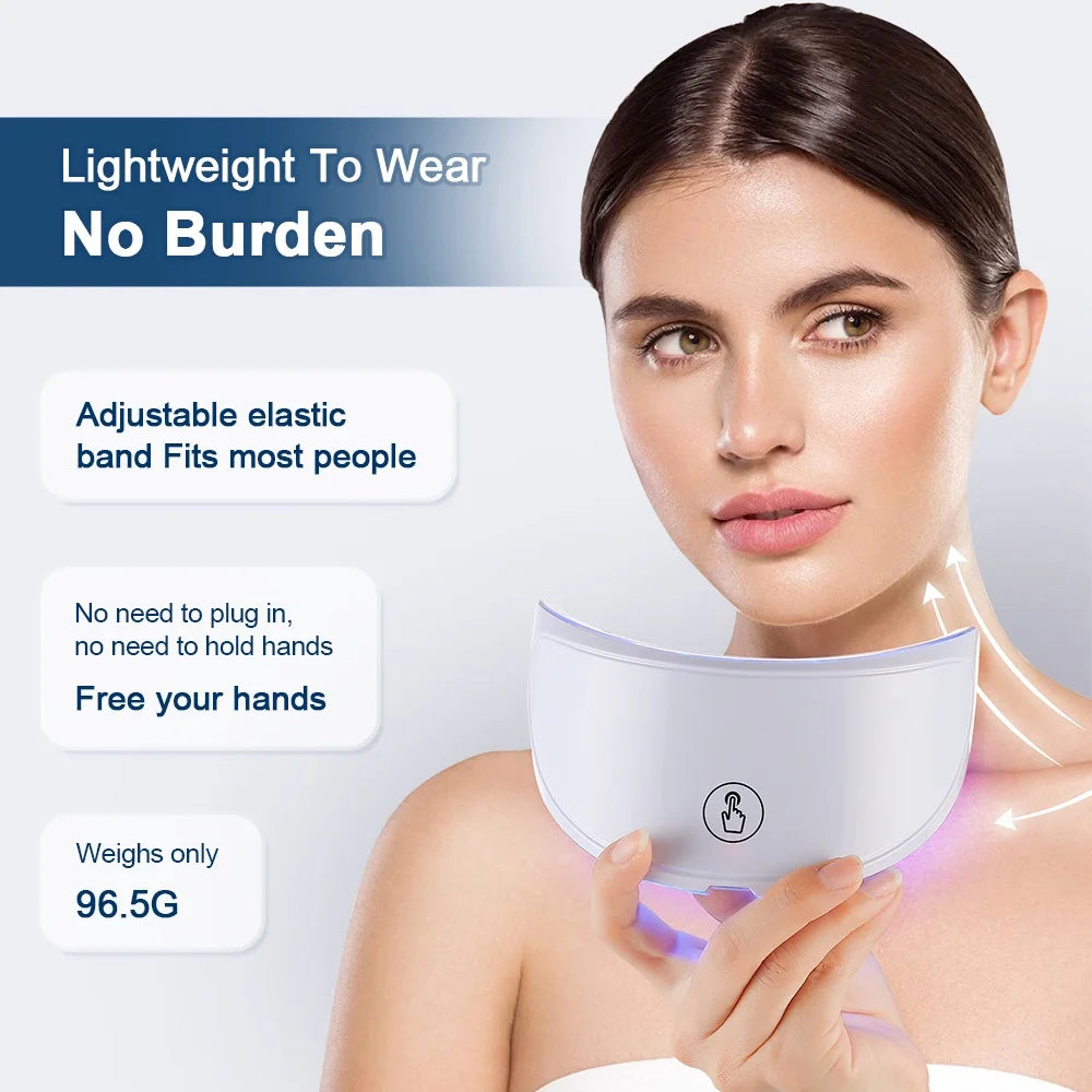Neck LED Red Light Therapy Lift Mask Photon Anti-Wrinkle Skin Tightening Neck Beauty Device Skin Brighten Rejuvenation Wrinkle Remover