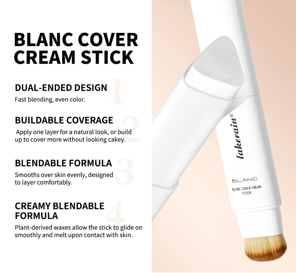 Color Changing Foundation Stick Korean Cover Cream Stick High Coverage Waterproof Dual-Ended with Brush  Base Makeup