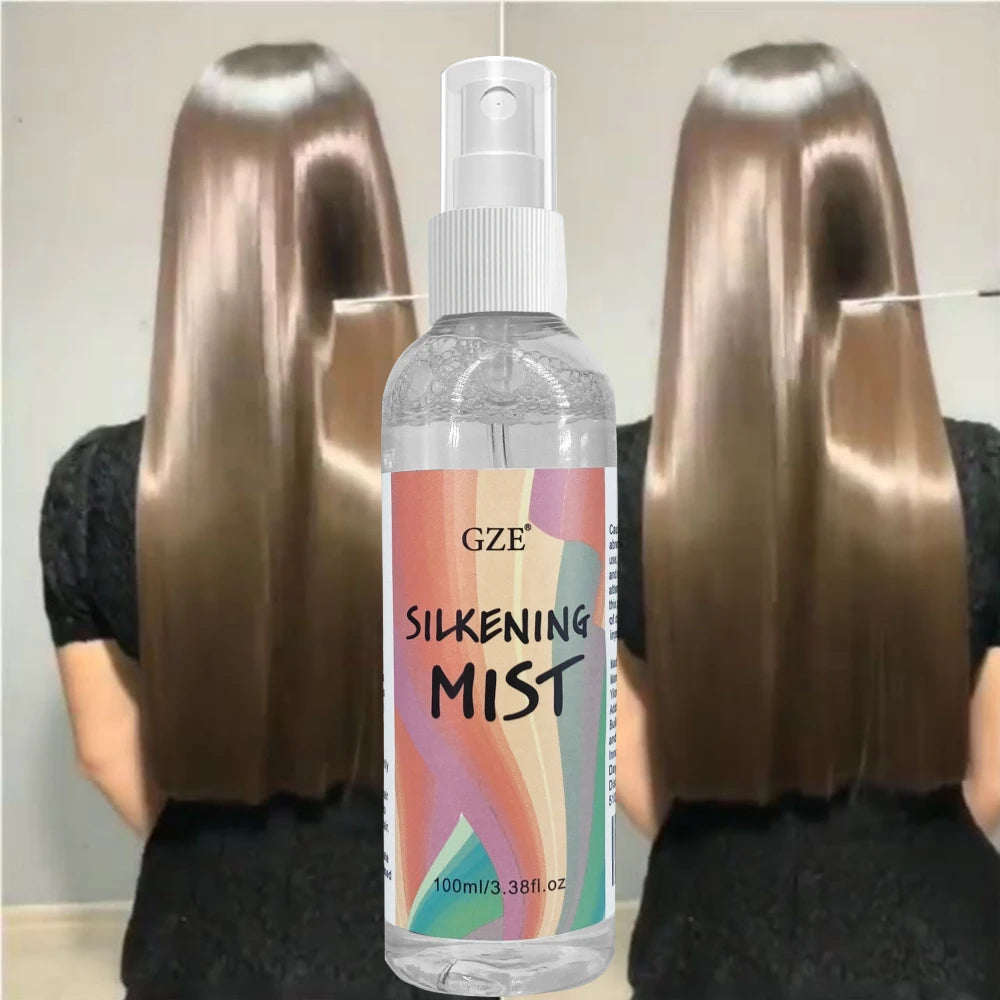 GZE HAIR SILKENING SPRAY Silk Therapy Thermal Shield,Thermal-Pressing Product that Polishes, Silkens, and Smooths Curly Texture