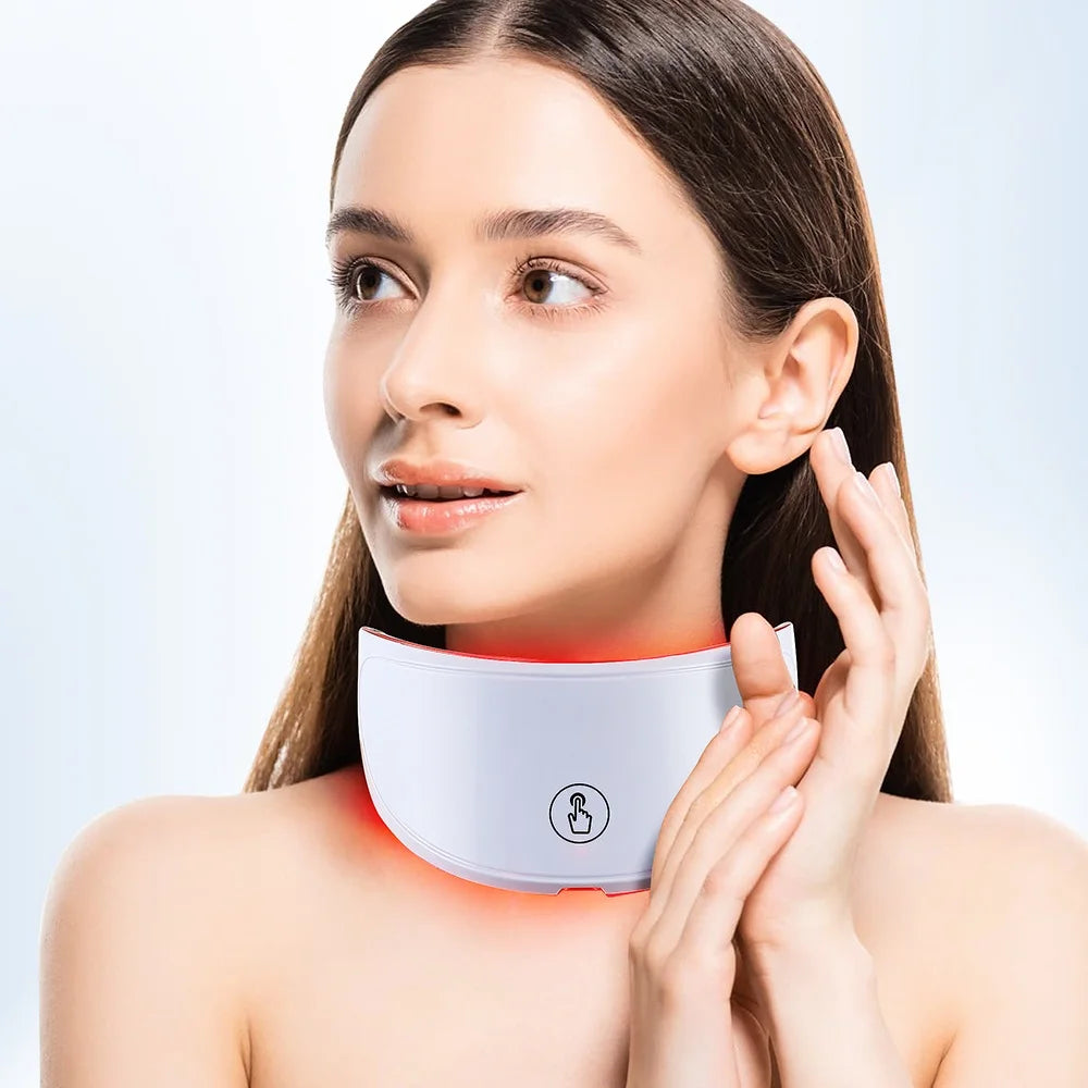Neck LED Red Light Therapy Lift Mask Photon Anti-Wrinkle Skin Tightening Neck Beauty Device Skin Brighten Rejuvenation Wrinkle Remover