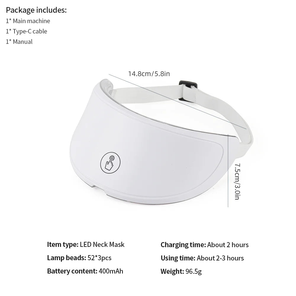 Neck LED Red Light Therapy Lift Mask Photon Anti-Wrinkle Skin Tightening Neck Beauty Device Skin Brighten Rejuvenation Wrinkle Remover
